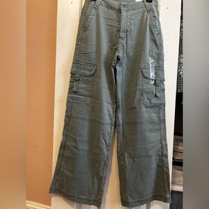American Eagle Outfitters Women's Grey/Dark Teal, Cargo Wide Leg Pants.